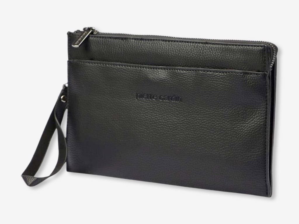 Pochette Porte-monnaie Pierre Cardin - Daim Marron, Dragonne, Très Petit Format, Neuf Sans étiquette