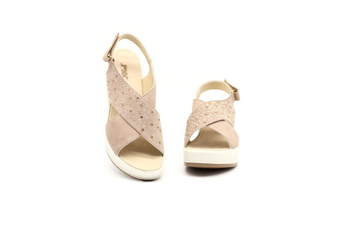Imac sandalo con zeppa borchie e strass